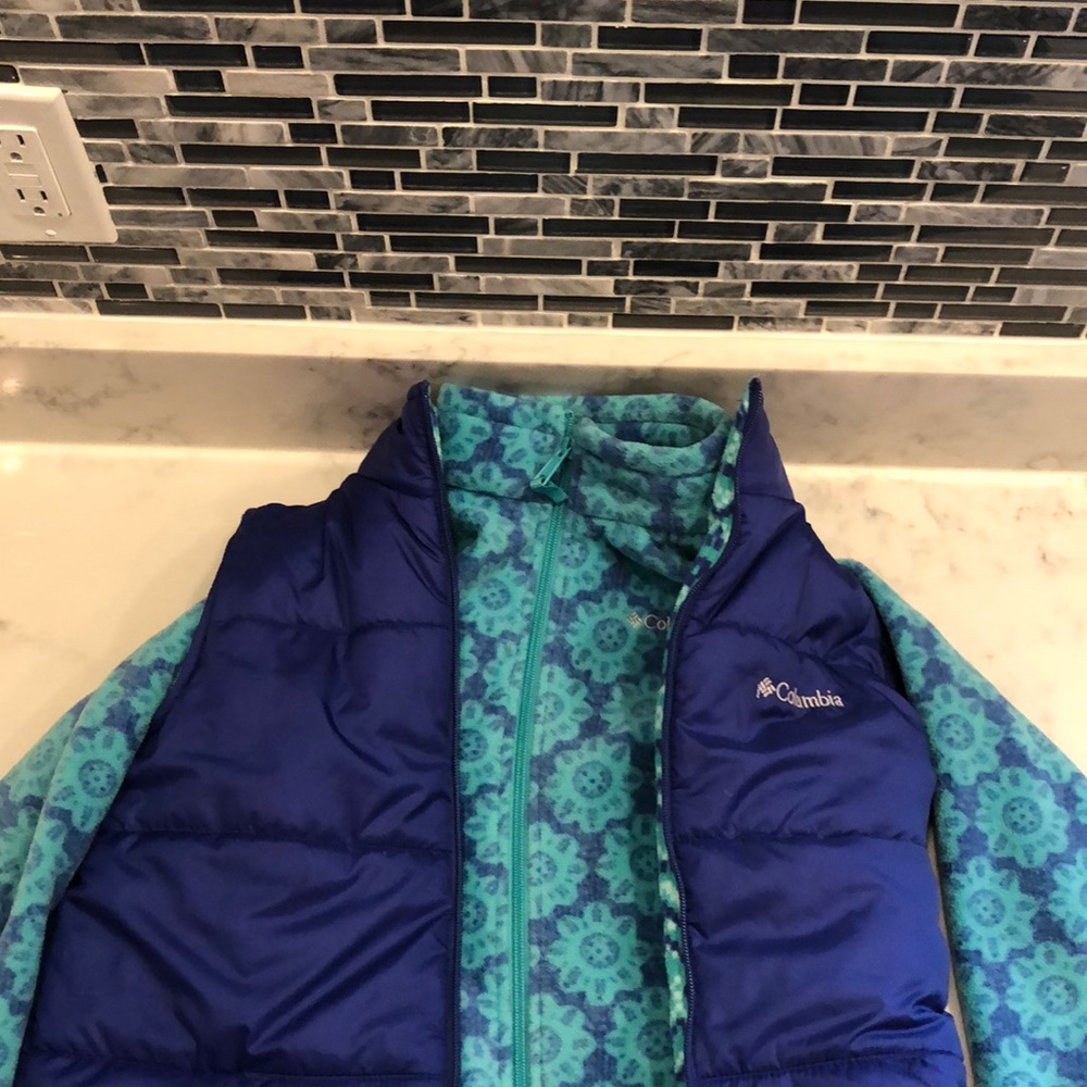 Kids Columbia tween reversible vest fleece set